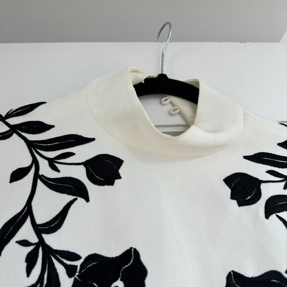 Cinq À Sept Rosabell Tunic Top White Sz 4 Open Back Cut-out Floral Embroidery - Picture 4 of 10